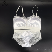 Soutien-gorge Chaîne Crop Top Encaje Set Sexy Femme Caged Personnalisé Lingerie Maille Rembourré Plu Taille Satin En Gros Femmes Dentelle Bralette